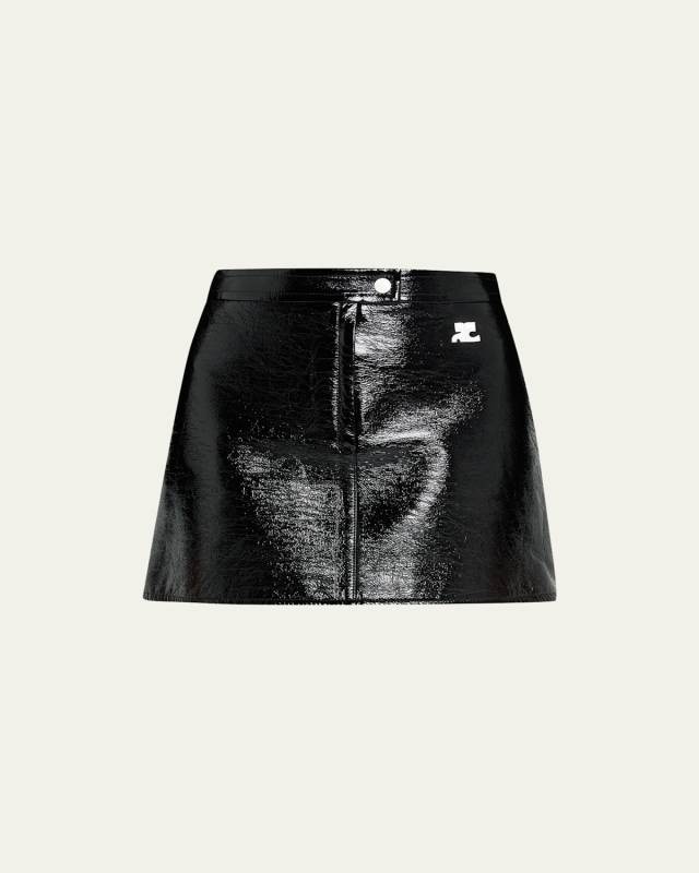 Textured Vinyl Mini Skirt